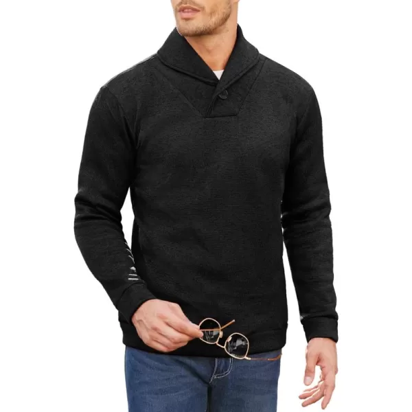 COOFANDY Men Dress Shawl Collar Pullover Sweatshirt Fashion Slim Fit Knit Sweater