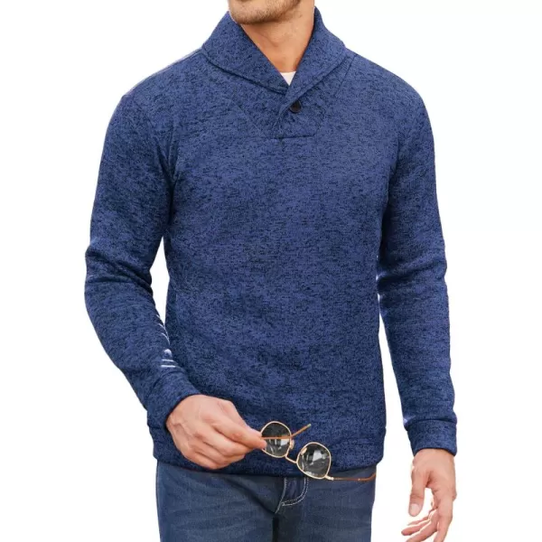 COOFANDY Men Dress Shawl Collar Pullover Sweatshirt Fashion Slim Fit Knit Sweater