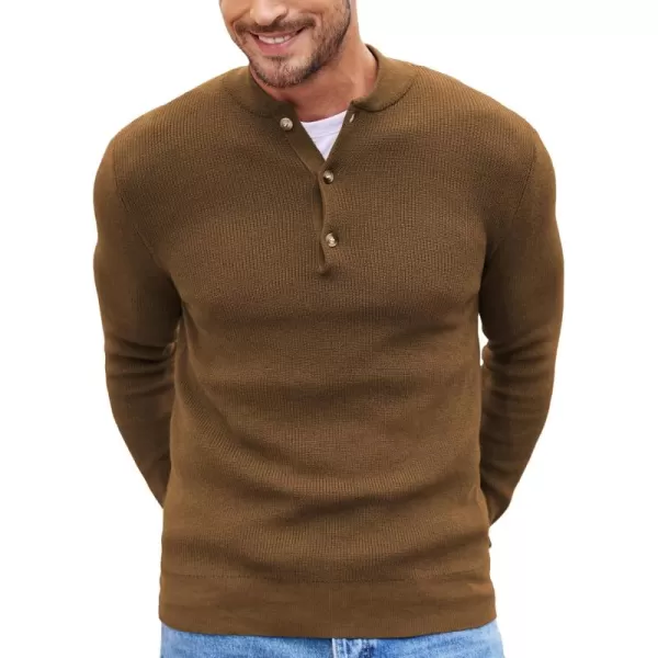 COOFANDY Men Henley Knit Sweater Dress Long Sleeve Button Pullover Sweater Casual Sweater