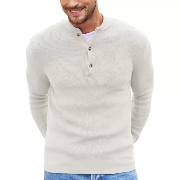 COOFANDY Men Henley Knit Sweater Dress Long Sleeve Button Pullover Sweater Casual Sweater