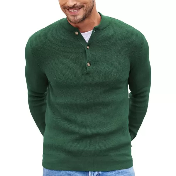 COOFANDY Men Henley Knit Sweater Dress Long Sleeve Button Pullover Sweater Casual Sweater