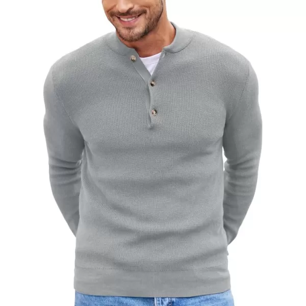 COOFANDY Men Henley Knit Sweater Dress Long Sleeve Button Pullover Sweater Casual Sweater