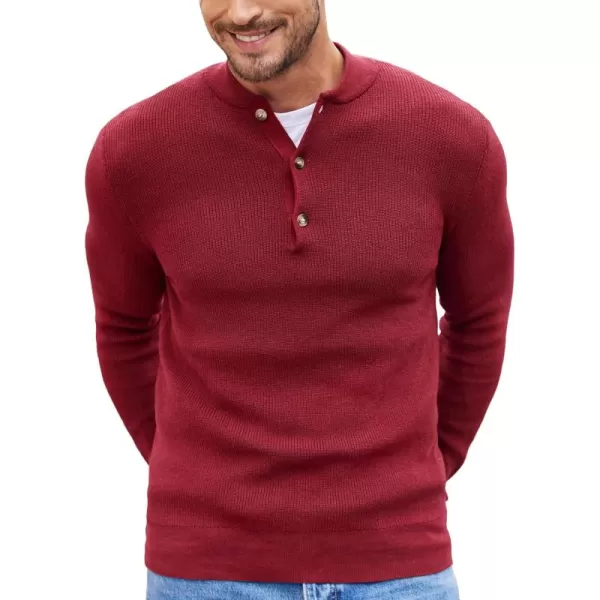 COOFANDY Men Henley Knit Sweater Dress Long Sleeve Button Pullover Sweater Casual Sweater