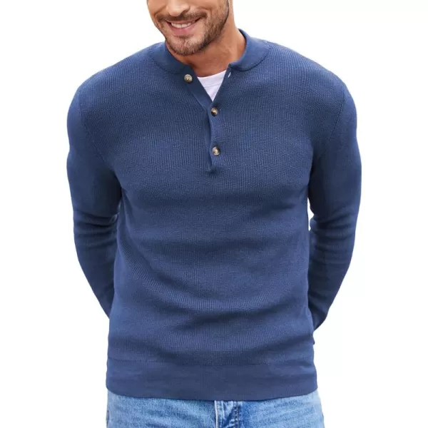 COOFANDY Men Henley Knit Sweater Dress Long Sleeve Button Pullover Sweater Casual Sweater