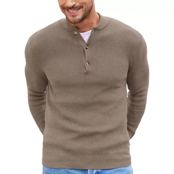 COOFANDY Men Henley Knit Sweater Dress Long Sleeve Button Pullover Sweater Casual Sweater