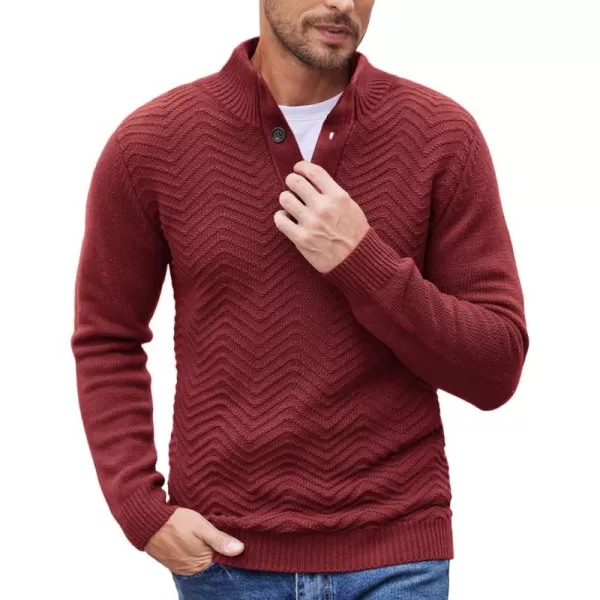 COOFANDY Men Quarter Button Sweater Pullover Cable Knit Henley Mock Neck Sweater