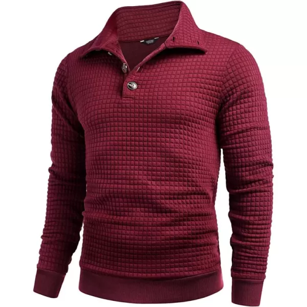 COOFANDY Men Quarter Collar Sweatshirt Pullover Long Sleeve Waffle Fashion Pullover
