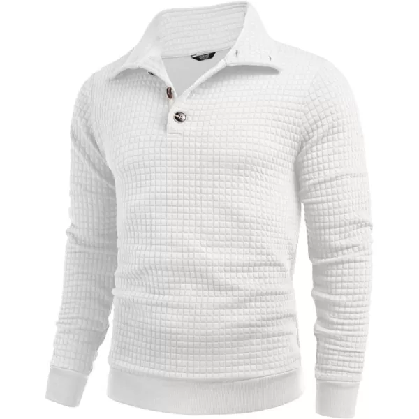 COOFANDY Men Quarter Collar Sweatshirt Pullover Long Sleeve Waffle Fashion Pullover