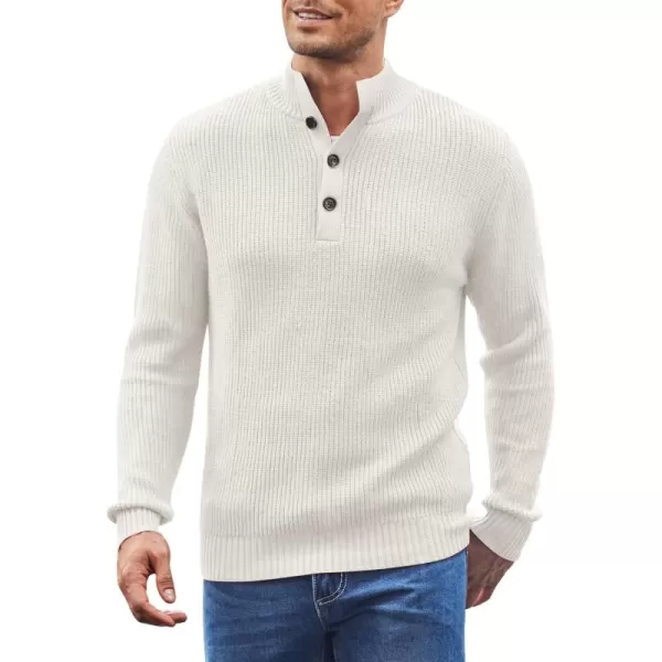 COOFANDY Men Stand Collar Sweater Knit Henley Long Sleeve Quarter Button Pullover
