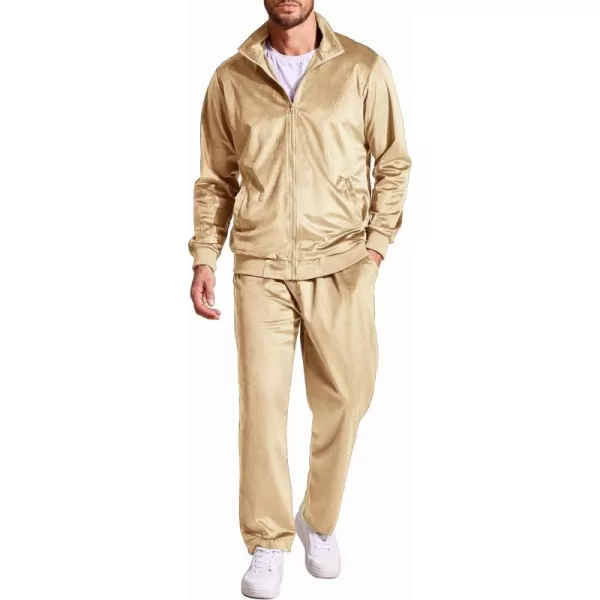 COOFANDY Mens 2 Piece Velour Tracksuit Full Zip Jackets Pants Velvet Jogging Suits Sweatsuit Set