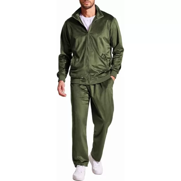 COOFANDY Mens 2 Piece Velour Tracksuit Full Zip Jackets Pants Velvet Jogging Suits Sweatsuit Set