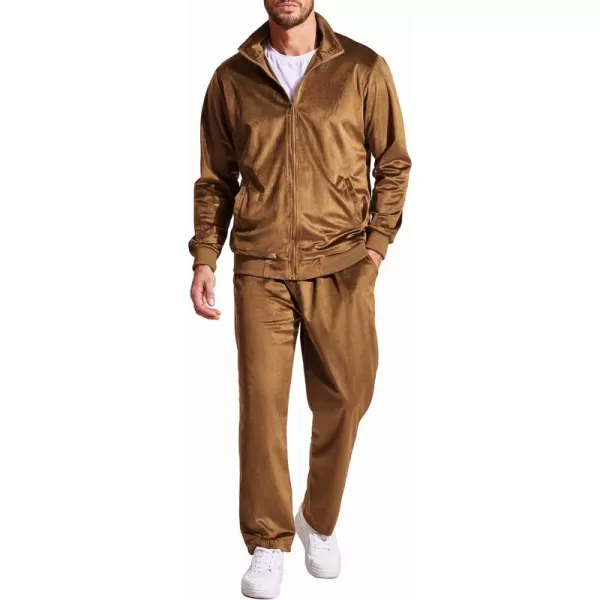 COOFANDY Mens 2 Piece Velour Tracksuit Full Zip Jackets Pants Velvet Jogging Suits Sweatsuit Set