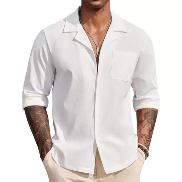 COOFANDY Mens Casual Button Down Shirt Summer Beach Shirts Long Sleeve Cuban Collared Tropical Textured Shirts