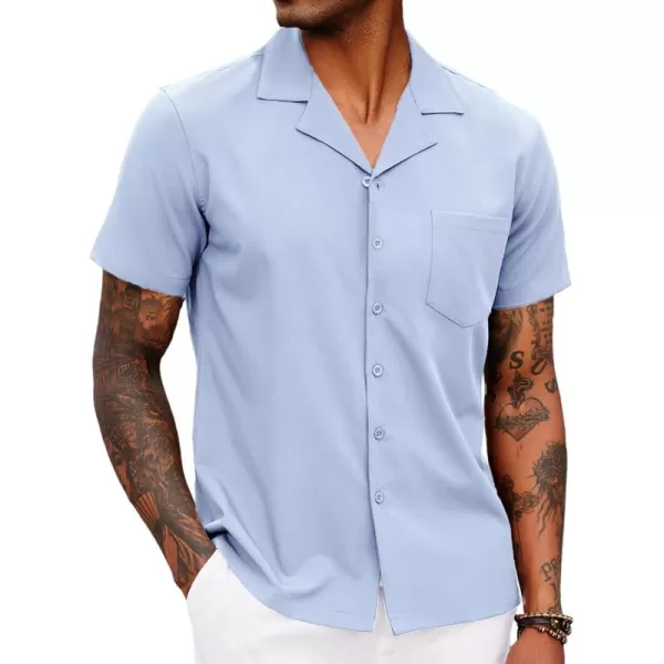 COOFANDY Men's Casual Button Down Shirts Short Sleeve Cuban Collar Shirt Summer Beach Wear