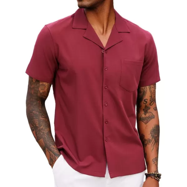 COOFANDY Men's Casual Button Down Shirts Short Sleeve Cuban Collar Shirt Summer Beach Wear