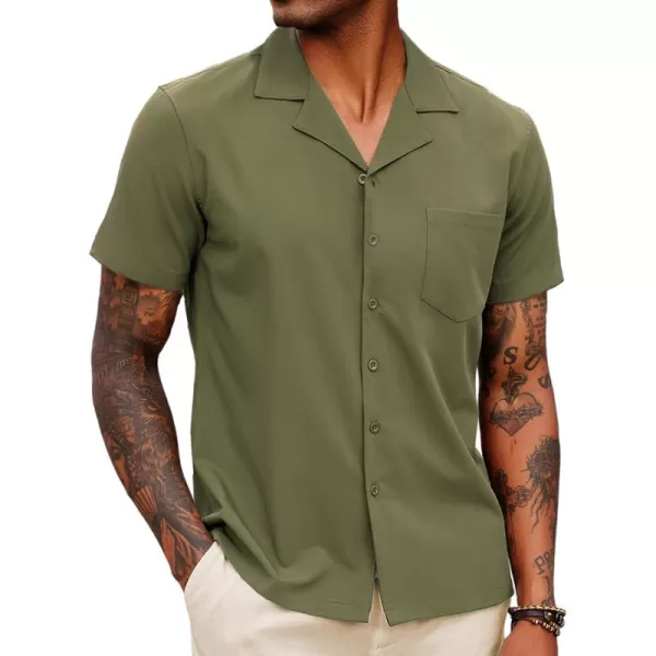 COOFANDY Men's Casual Button Down Shirts Short Sleeve Cuban Collar Shirt Summer Beach Wear