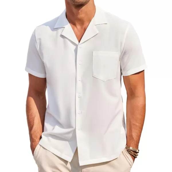COOFANDY Men's Casual Button Down Shirts Short Sleeve Cuban Collar Shirt Summer Beach Wear