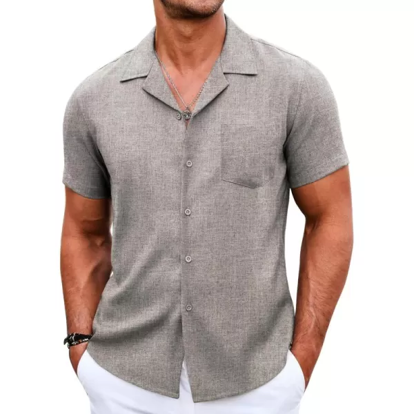 COOFANDY Men's Casual Button Down Shirts Short Sleeve Linen Beach Shirt Cuban Vacation Textured Shirts with Pocket