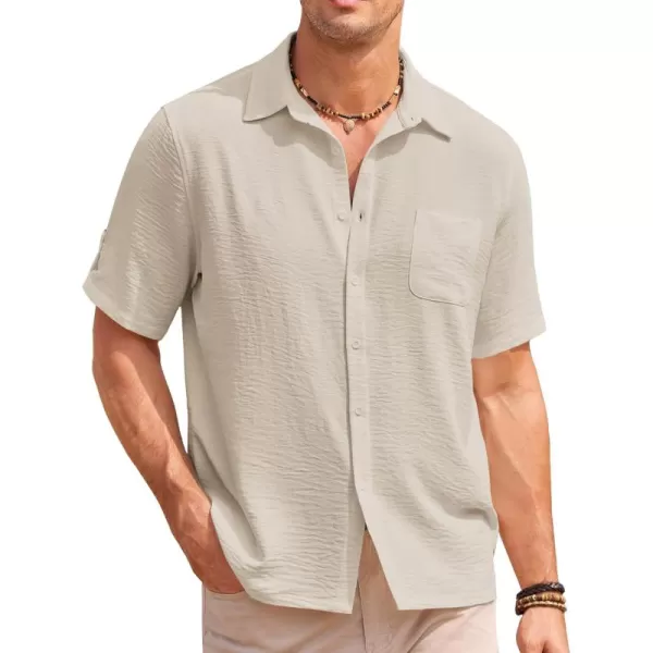 COOFANDY Men's Casual Button Down Short Sleeve Shirts Textured Summer Beach Shirt
