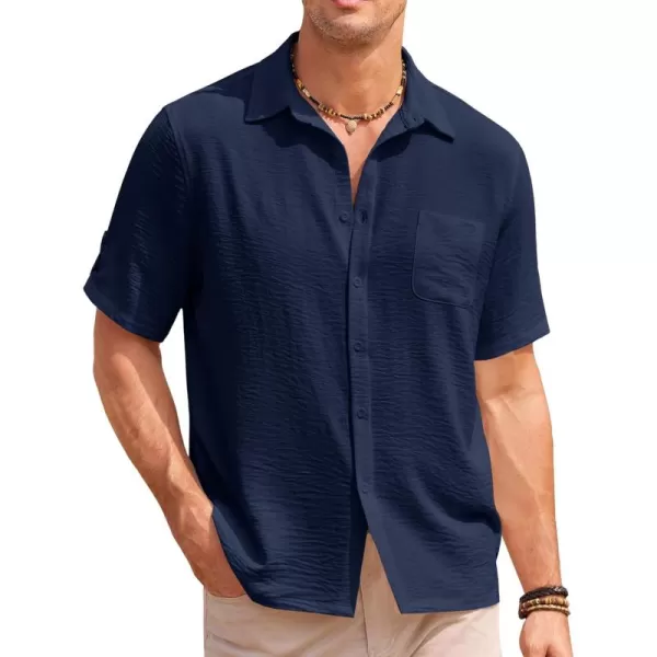 COOFANDY Men's Casual Button Down Short Sleeve Shirts Textured Summer Beach Shirt