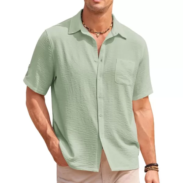 COOFANDY Men's Casual Button Down Short Sleeve Shirts Textured Summer Beach Shirt
