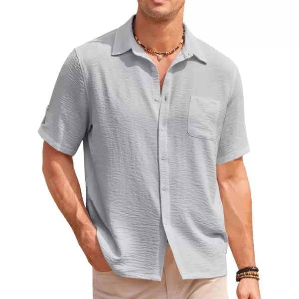 COOFANDY Men's Casual Button Down Short Sleeve Shirts Textured Summer Beach Shirt