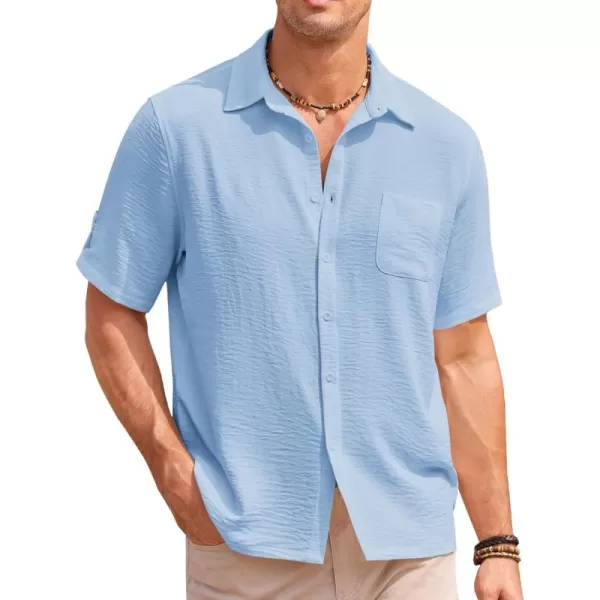 COOFANDY Men's Casual Button Down Short Sleeve Shirts Textured Summer Beach Shirt