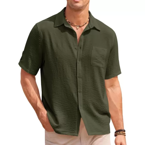 COOFANDY Men's Casual Button Down Short Sleeve Shirts Textured Summer Beach Shirt