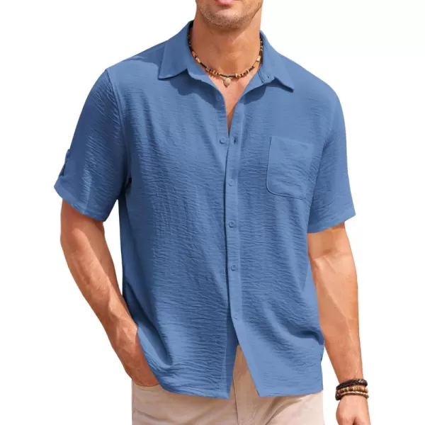 COOFANDY Men's Casual Button Down Short Sleeve Shirts Textured Summer Beach Shirt