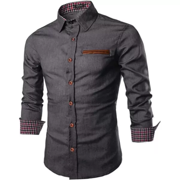 COOFANDY Men's Casual Dress Shirt Button Down Shirts Long-Sleeve Denim Work Shirt