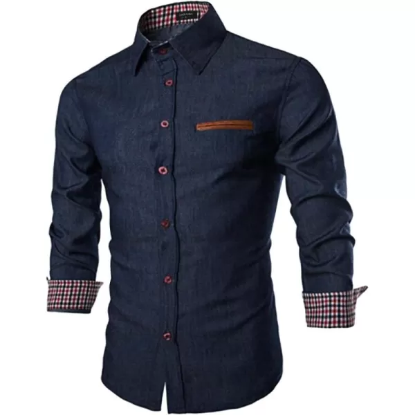 COOFANDY Men's Casual Dress Shirt Button Down Shirts Long-Sleeve Denim Work Shirt