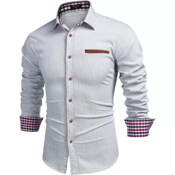 COOFANDY Men's Casual Dress Shirt Button Down Shirts Long-Sleeve Denim Work Shirt