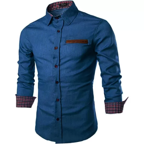 COOFANDY Men's Casual Dress Shirt Button Down Shirts Long-Sleeve Denim Work Shirt