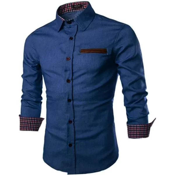 COOFANDY Men's Casual Dress Shirt Button Down Shirts Long-Sleeve Denim Work Shirt