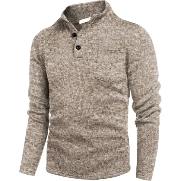COOFANDY Men's Casual Henley Pullover Sweatshirt Thermal Fleece Slim Fit Sweater