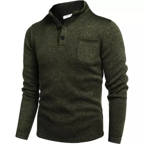 COOFANDY Men's Casual Henley Pullover Sweatshirt Thermal Fleece Slim Fit Sweater