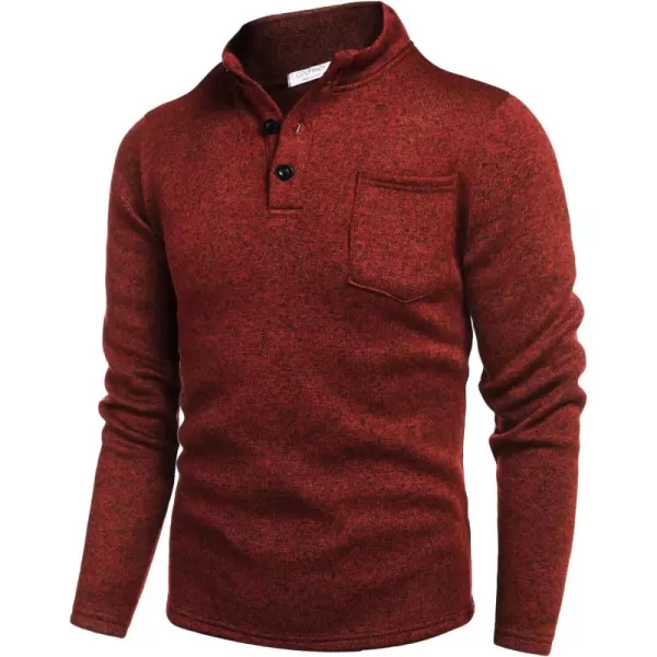 COOFANDY Men's Casual Henley Pullover Sweatshirt Thermal Fleece Slim Fit Sweater
