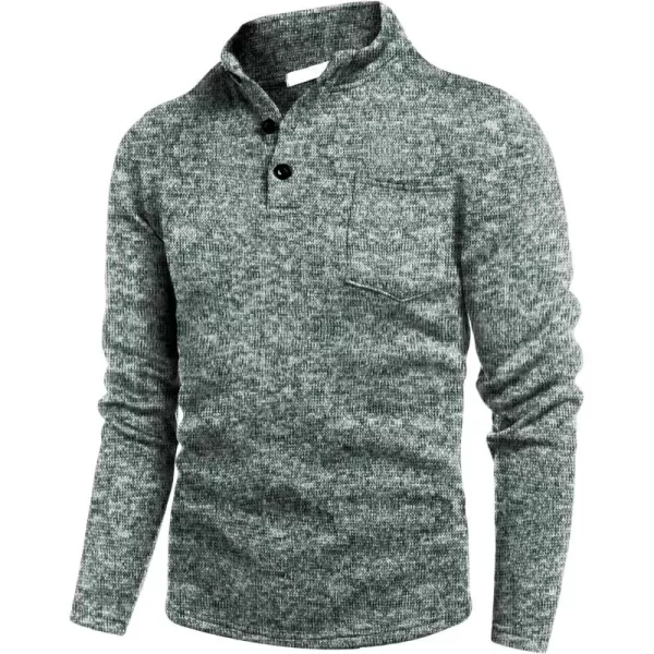 COOFANDY Men's Casual Henley Pullover Sweatshirt Thermal Fleece Slim Fit Sweater