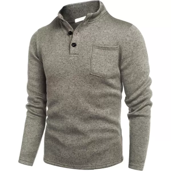 COOFANDY Men's Casual Henley Pullover Sweatshirt Thermal Fleece Slim Fit Sweater