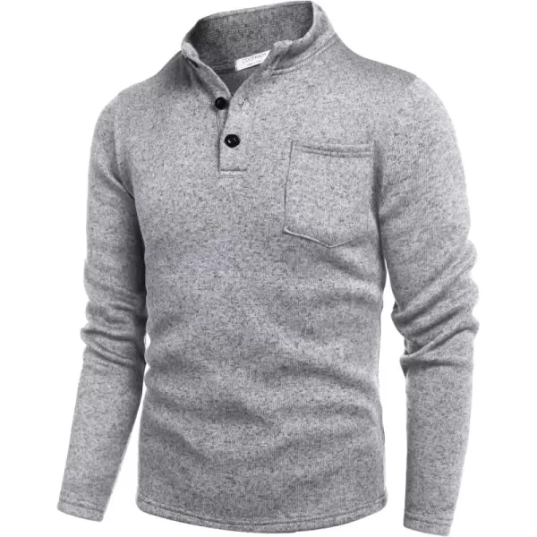 COOFANDY Men's Casual Henley Pullover Sweatshirt Thermal Fleece Slim Fit Sweater