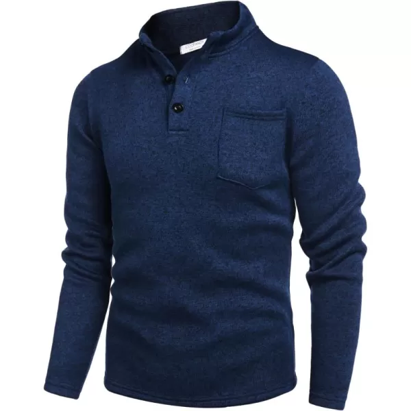 COOFANDY Men's Casual Henley Pullover Sweatshirt Thermal Fleece Slim Fit Sweater