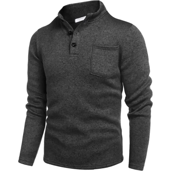 COOFANDY Men's Casual Henley Pullover Sweatshirt Thermal Fleece Slim Fit Sweater