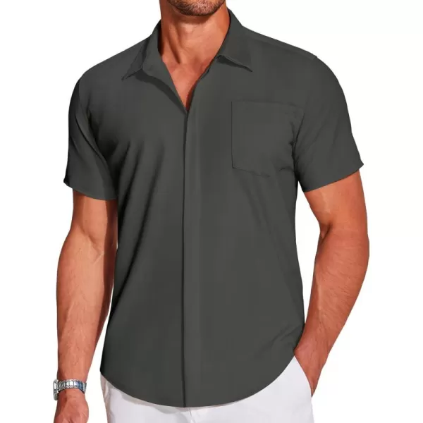 COOFANDY Men's Casual Short Sleeve Button Down Shirt Summer Wrinkle Free Stretch Untucked Dress Shirts