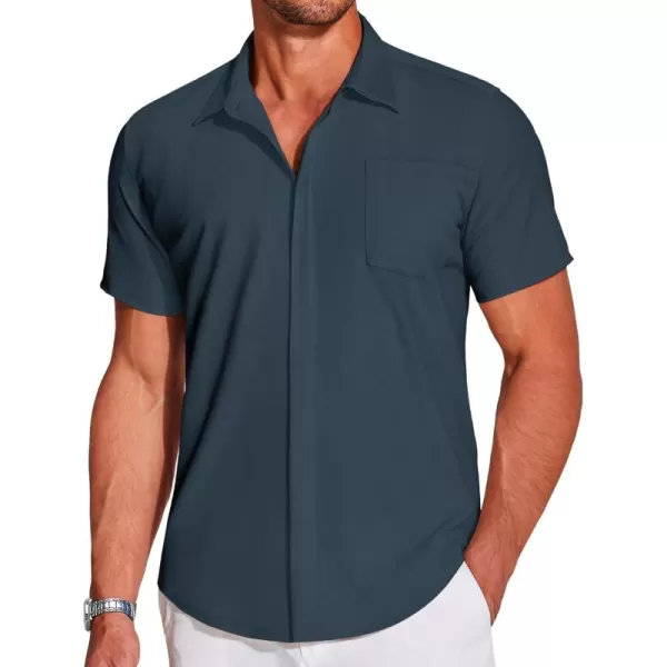 COOFANDY Men's Casual Short Sleeve Button Down Shirt Summer Wrinkle Free Stretch Untucked Dress Shirts