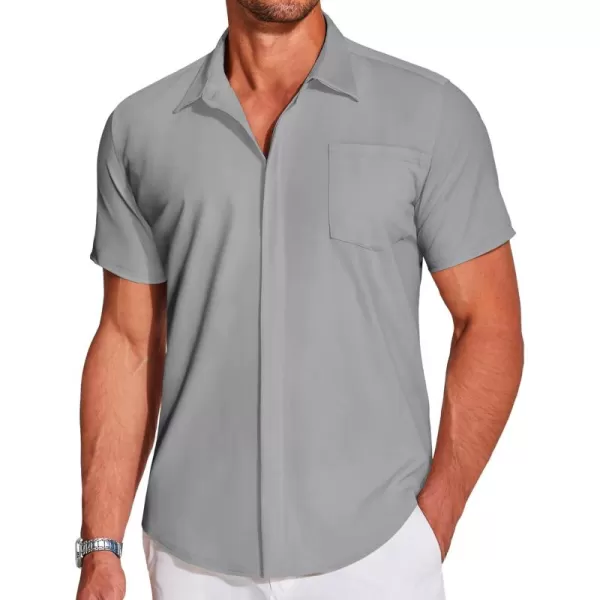 COOFANDY Men's Casual Short Sleeve Button Down Shirt Summer Wrinkle Free Stretch Untucked Dress Shirts
