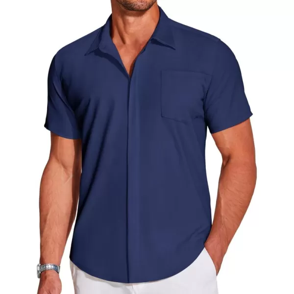 COOFANDY Men's Casual Short Sleeve Button Down Shirt Summer Wrinkle Free Stretch Untucked Dress Shirts