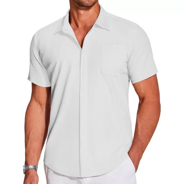 COOFANDY Men's Casual Short Sleeve Button Down Shirt Summer Wrinkle Free Stretch Untucked Dress Shirts