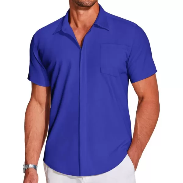 COOFANDY Men's Casual Short Sleeve Button Down Shirt Summer Wrinkle Free Stretch Untucked Dress Shirts