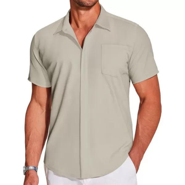 COOFANDY Men's Casual Short Sleeve Button Down Shirt Summer Wrinkle Free Stretch Untucked Dress Shirts