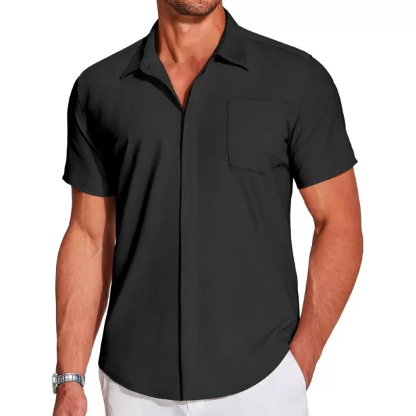 COOFANDY Men's Casual Short Sleeve Button Down Shirt Summer Wrinkle Free Stretch Untucked Dress Shirts